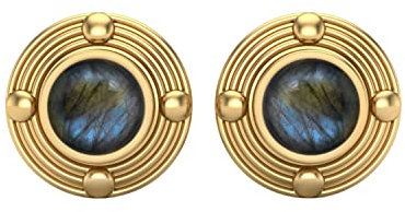 6 mm runder Geburtsstein Labradorit Ohrstecker in 925 Sterling Silber, minimalistischer zarter Schmuck, Gold Vermeil