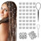 Kiiwah 40 Stück Dreadlock Schmuck mit 2 Stück Flechthilfen, Haarperlen Braids Haarschmuck für Zöpfe Dreadlocks, Haarringe Haarschmuck Pirat Bartperlen Wikinger für Männer Frauen Kind (Silber)