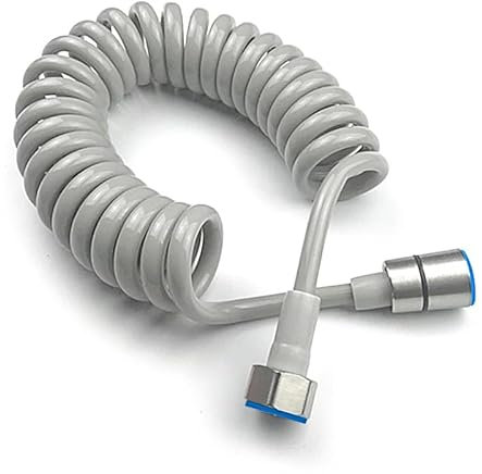 ELINKUME Tubo per doccia telescopico, flessibile per bidet, tubo a spirale in ABS, per doccetta, WC, bidet, lavandino, pistola a spruzzo per bagno, anti-torsione, estensibile (grigio)