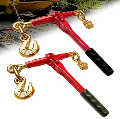 FITHOIST Lot de 2 classeurs de chaîne à cliquet de 1,9 cm à 1,27 cm | Charge de travail de 4,2 kg | Compatible avec les chaînes G43, G70 et G80 | Reliure d'arrimage sécurisée pour le transport et le