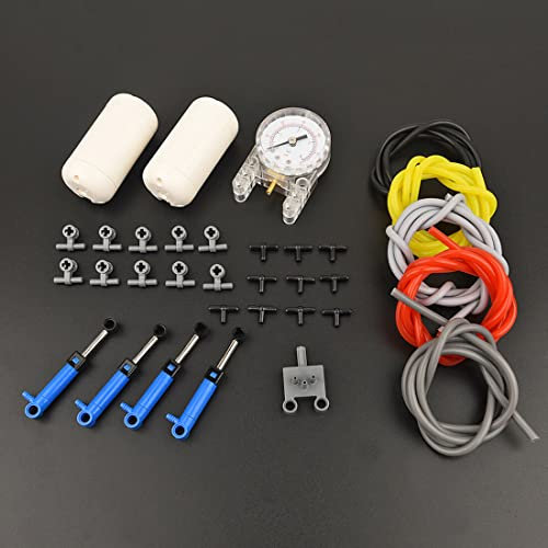 Purfresh Ersatzteile Set Pneumatik Kits, 30 Stück Klemmbausteine Teile Pneumatic Lufttank Upgrade-Kit, MOC-Luftpumpenkolbendruckstangen