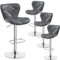 Yaheetech 4er Barhocker-Set Höhenverstellbarer Barstühle Sitzhöhe 61 cm - 82,5 cm Sitzhocker mit Rückenlehne & Fußstütze bis 136 kg Belastbar fürs Esszimmer/Café/Bar/Salon/Küche, Dunkelgrau