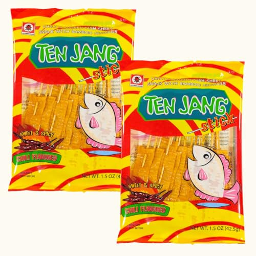 Ladybird Brand Fish Sheet Snack With Bamboo Skewers - Sweet And Spicy Flavour 42.5g (Pack of 2)