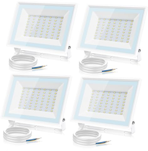 Aigostar Foco LED Exterior 50w,4300LM Foco Proyector LED,IP65 Impermeable Luz de Seguridad,Luz blanca 6500K Luces led exterior,Para Jardín,Patio,Garaje,Paquete de 4