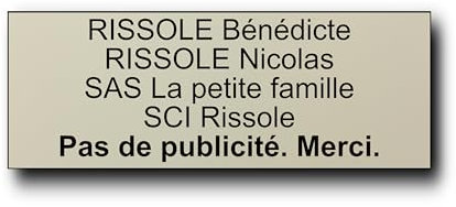 Plaque Boite aux Lettres Personnalisable - 12x5 cm - 1 à 6 Lignes - Etiquette Boite aux Lettres - Sonnette - Porte - Autocollant - Plaques avec Nom - Gravée (Amande)
