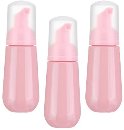 sourcing map 3pcs Soap Foam Bottle, Empty Travel Foaming Containers, Mousse Mini Soap Dispensers for Cleanser, Dispenser Lash Shampoo 60ml, 2oz, Pink