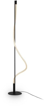 Licht-Erlebnisse Kleine Stehlampe LED 150 cm Schwarz Weiß 3000 K warmweiß 450 lm Fußschalter Modern Stehleuchte Wohnzimmer Bodenleuchte innen