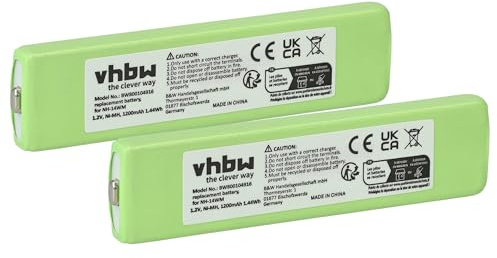 vhbw 2X Akku kompatibel mit JVC XM-PX5 | BN-R127, XM-P55/2000, XM-P55SL für XM-PJ1, BN-R1210 MP3-Player Musik Player (1200 mAh, 1,2 V, NiMH)