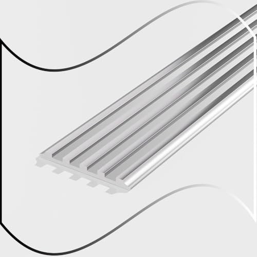 QTWLG Flacher Boden Übergangsleiste Anti-Rutsch Türleisten Übergangsprofil Metall Abdeckleiste Treppe Kantenschutz Für Alle Fußböden(Silver,L120cm)