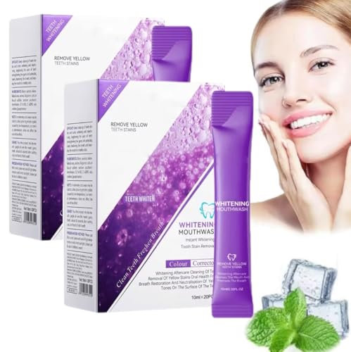 Collutorio viola per lo sbiancamento dei denti, collutorio sbiancante per denti viola, collutorio sbiancante viola, alito rinfrescante pulizia profonda dei denti (2 scatola)