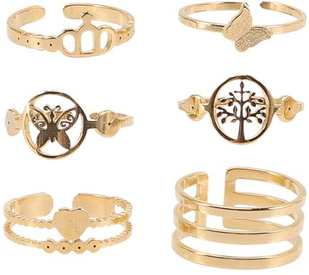 VALICLUD 6st Offener Ring Verstellbare Ringe Aus Titanstahl Verstellbare Offene Ringe Paargeschenk Verstellbare Ringe Für Damen Damenringe Damen Ringe 18k Ringe Stahl Golden
