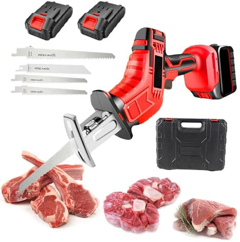 HmLotd Máquina de Sierra para Huesos inalámbrica, cortadora de Carne con Sierra Manual eléctrica, Corte de Tubos de PVC Batería de Litio de Gran Capacidad Mango Recubierto de Goma con Agarre