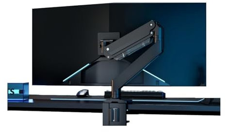 Monitor Stand Single Monitor Desk Mount Holds 4.4-39.6 lbs and 17-49'' Heavy Duty Screens, Gas Spring Single Monitor Mount Arm with Clamp/Grommet Base, VESA 75/100mm Monitor Mount