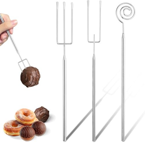 3 Stück Schokolade Pralinengabel, DIY Schokolade Gabel, Pralinengabel Tauchgabel Set Edelstahl Schokolade Pralinen Besteck Candy Fondue Gabel Grillgabel Backzubehör