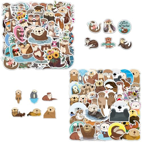 CHROMACRAFT 100 Blatt Cartoon-Otter-Aufkleber, Wasserdichte PVC-Aufkleber, Niedliche Otter-Designs, Ideal für Sammelalben, Laptops & DIY-Projekte