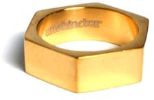 UNSHINEBAR Hexagon Ring für Herren und Damen - Geometric Ring aus Edelstahl und 18K Gold - Wasserfester Hexagon Bandring in Silber und Gold (Gold, 7)