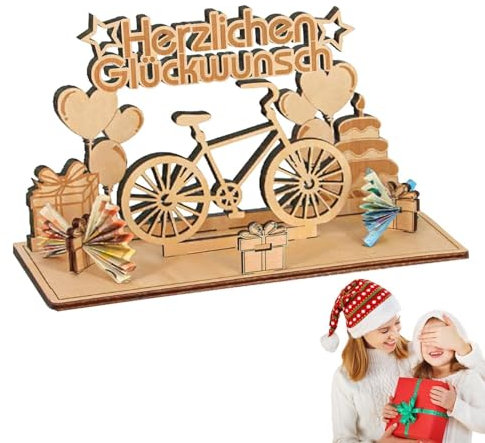 Ceeyoll Deko Fahrrad, Holz Geldgeschenk, Geburtstag Geschenk, Personalisierte Geschenk für Radfahrer, Freunde und Familie