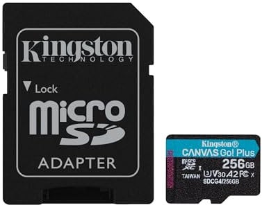 Kingston Canvas Go Plus microSDXC Memory Card Gen4 200MB/s A2 U3 V30 256GB Card - Adapter-SDCG4/256GB