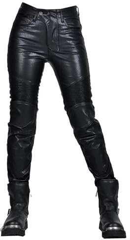 GDNKP Womens Summer Motorcycle Riding Leather Racing Pants Gear Breathable Waterproof with Armor Removable Liner,M White