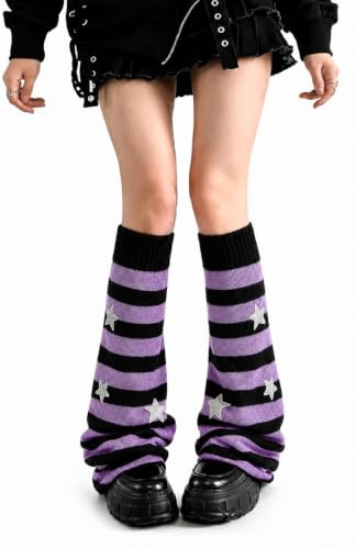 Moon Wood Leg Warmers for Girls Women Kawaii Harajuku Leg Warmers Cute Knitted Leg Knee High Boots Warm Socks Goth Lolita