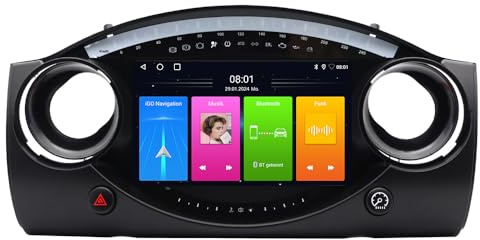 Dynavsal 9 Zoll Carplay Android Autoradio mit GPS-Navigation,WiFi, Phone Mirrorlink, FM-RDS-Radio,Stereo Audio Auto Radio Ersatz für BMW Mini Cooper S R50 R52 R53 2004-2007