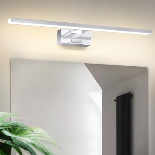 Laittiin LED Spiegelleuchte Bad Spiegellampe - 2ER 60CM Badlampe Wand IP44 Neutralweiß Wandleuchte 12W Spiegelschrank Beleuchtung 4000K Wandlampe über Spiegel für Keller Küche Badschrank