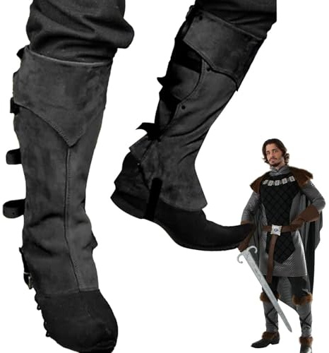 Ritterkostüm für Männer – Gamaschen Stiefel Ritter verstellbar | Festival Schule Renaissance Party Cosplay Herren Herbst Gothic, Schwarz , Se référer au descriptif