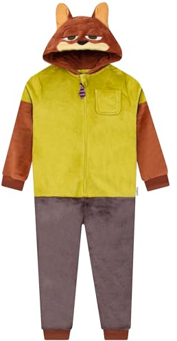 Disney Tutina Zootropolis per Bambini, Pigiama Intero Nick Wilde, Pigiama in Pile per Ragazzi, età 5-13 Anni