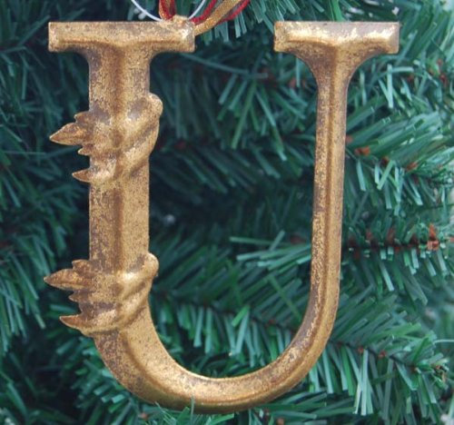 Heaven Sends - Decorative Gold Letter U - Christmas Tree Decoration