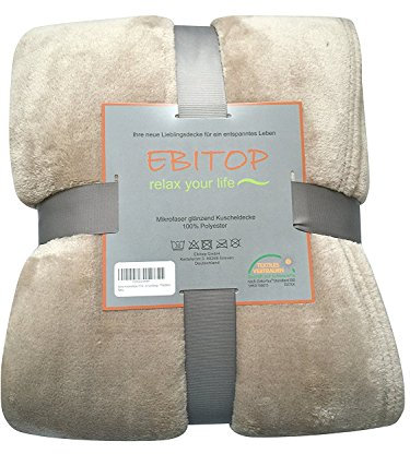 Mlily by Ebitop Wohndecke, Kuscheldecke, Microfaser Flanell Kuscheldecke Plüschig, Kaschmir Touch Premium Kuscheldecke, Tagesdecke, Wohndecke, Sofaüberwurf Komfortdecke (Sand, 150x200cm)