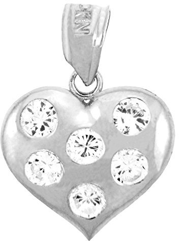 Silber Herz-Anhänger Halskette mit Six Cubic zirkonias (Kommt mit Eine 45 cm Kette)