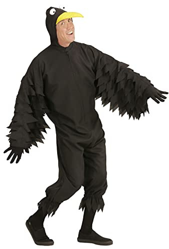 W WIDMANN MILANO Party Fashion - Kostüm Rabe, Plüsch Overall, Tierkostüm, Vogel, Faschingskostüme, Karneval