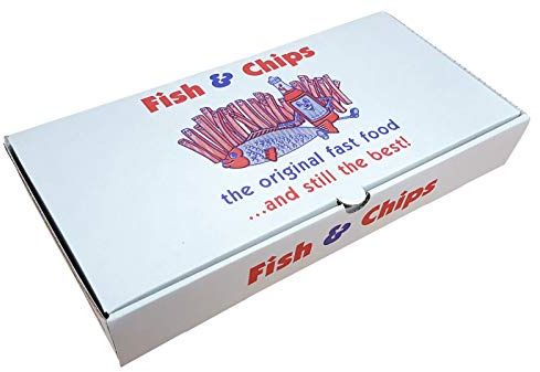 12 Fish and Chips Chippy Takeout Takeaway Box Printed Die Cut qty 25 Boxes