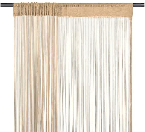 vidaXL 2X Fadenvorhang Vorhang Dekovorhang Raumteiler Türvorhang Fadengardine Gardine Fenstervorhang Fadenvorhänge 100x250cm Beige