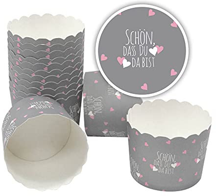 Frau WUNDERVoll® 50 Muffin BACKFORMEN SCHÖN, DASS DU DA BIST, Durchmesser 6,1 cm/Muffinbackform, Muffinform, Backformen, Backförmchen, Cupcake Formen, Muffin Förmchen Papier