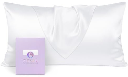 OLESILK Seide Kissenbezug Kissenhülle Haar- und Hautpflege mit Verstcktem Reißverschluss 19 Momme 1 Stück Weiß 40x80cm