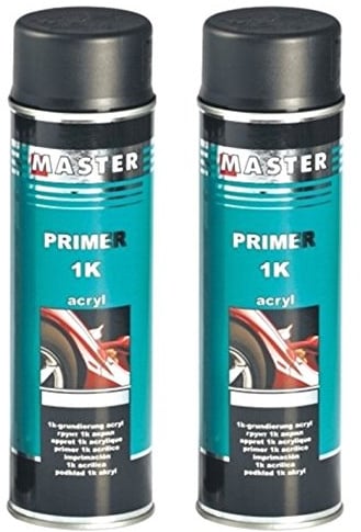 Troton 1K Primer 500ml GRUNDIERUNG Spray ACRYL FÜLLER HAFTGRUND Auto Primer Sprühdose (Schwarz, 2)