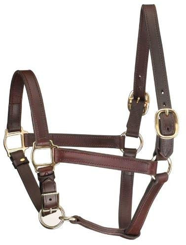 Tack Shack von Ocala Leder Mini, Fütterset Größe Horse Halfter, braun mit Massivem Messing-Hardware