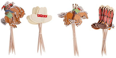 amagogo 24 Cupcake Muffin Kuchen Toppers Picks Cake Topper Kuchendeko, Cowboy, 24 Stück