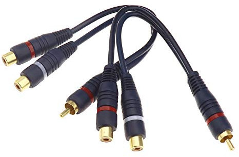 ENET 2X Câble Séparateur 20cm 1 RCA Mâle à 2 RCA Femelles Prise Phono Double-Head AV Audio Line