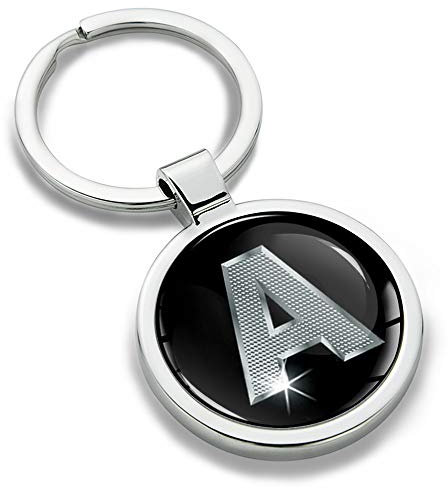 Biomar Labs® Schlüsselanhänger Buchstabe Metall Keyring Buchstaben Initialen Alphabet Autoschlüssel Geschenk Metall-Schlüsselanhänger Schlüsselbund Edelstahl Silber A, KK 1