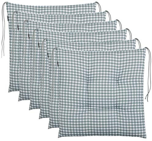 Brandsseller Sitzkissen Stuhlkissen kariert Kissen Sitzpolster Garten Auflage - 40 x 40 cm - anthrazit, hellgrau, braun, beige (6er-Paket, Grau)