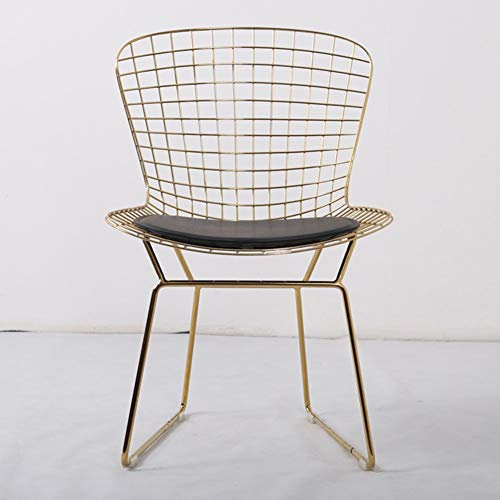 Chaise Chaise nordique ajourée en fer Chaise en cuivre rose vintage (Color : Gold)