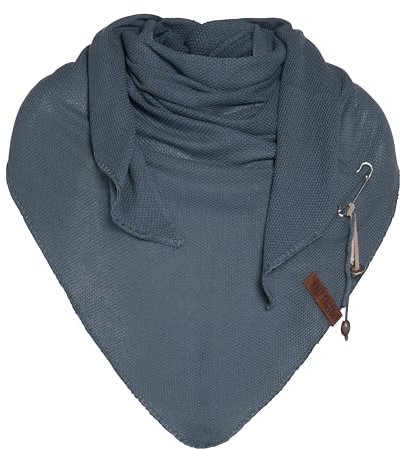 KNIT FACTORY - Lola Dreieckstuch - Fein Gestrickter Damen Schal - Tuch Schal - Für Frühling und Sommer - Baumwollmix - Granit - 190x85 cm