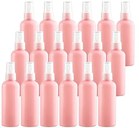 TIANZD 24 Pieces Empty 100 ml Pink PET Plastic Fine Mist Pump Spray Bottles with Clear Top Portable Sprayer for Perfume Water Cosmetic Travel Containers Refillable, 2x Funnel