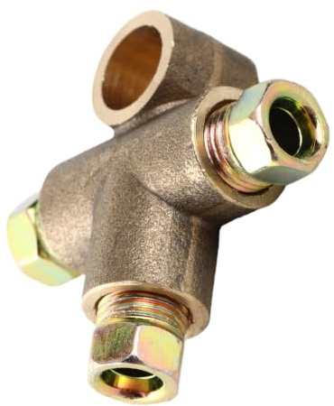 3/16 Brake Line Fitting 3 Way T Shape Brake Tee with 3 Male Nuts Short Union M10 3/16in Pipe 10mm