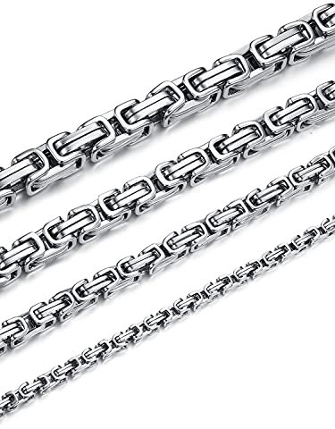 Jewow Edelstahl (4mm,46cm) Halskette für Herren Breite 4/6/8/10mm, Länge 36-76cm Wählbar