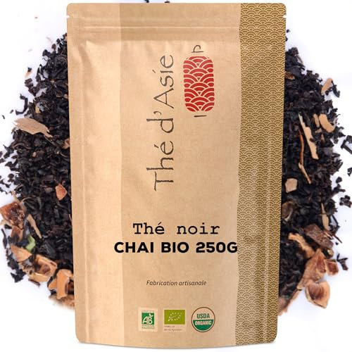 Khla - Thé Chai Bio pour Chai Latte - Sachet Vrac 250 g - Noir Chaï Masala - Épicé Ceylan Biologique - Feuilles Séchées - Thé d’Asie - Réconfortant & Gourmand - Origine Sri Lanka