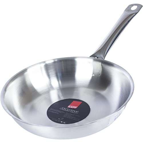 KAPP Frying Pan/Triply Stainless Steel Skillet/Fry Pan with Long and Stay Cool Handle, 9.4 Inch, Silver