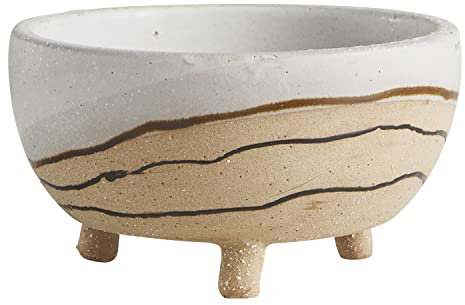 47th & Main Rustic Footed Terracotta Planter Flower Pot for Succulents and Small Plants, 7 Diameter, Earth Tones